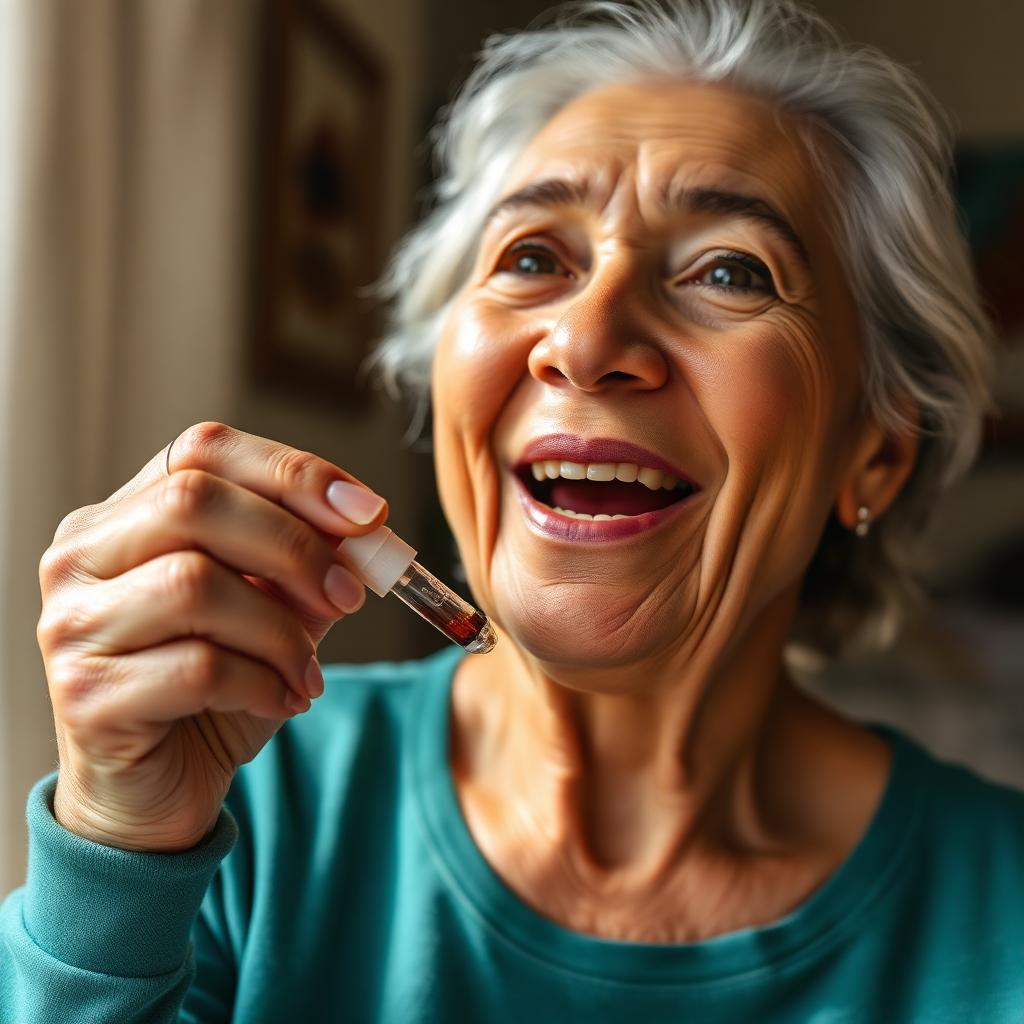 Clienta de Cuenca aplicando la gota sublingual